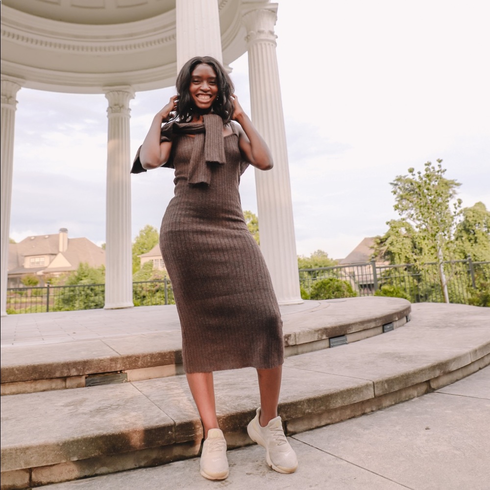 BROWN Malibu Knit Dress Cardigan Set